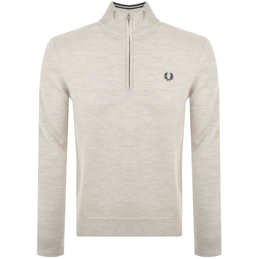 Fred Perry Classic Half Zip Jumper Beige Mainline Menswear Ireland